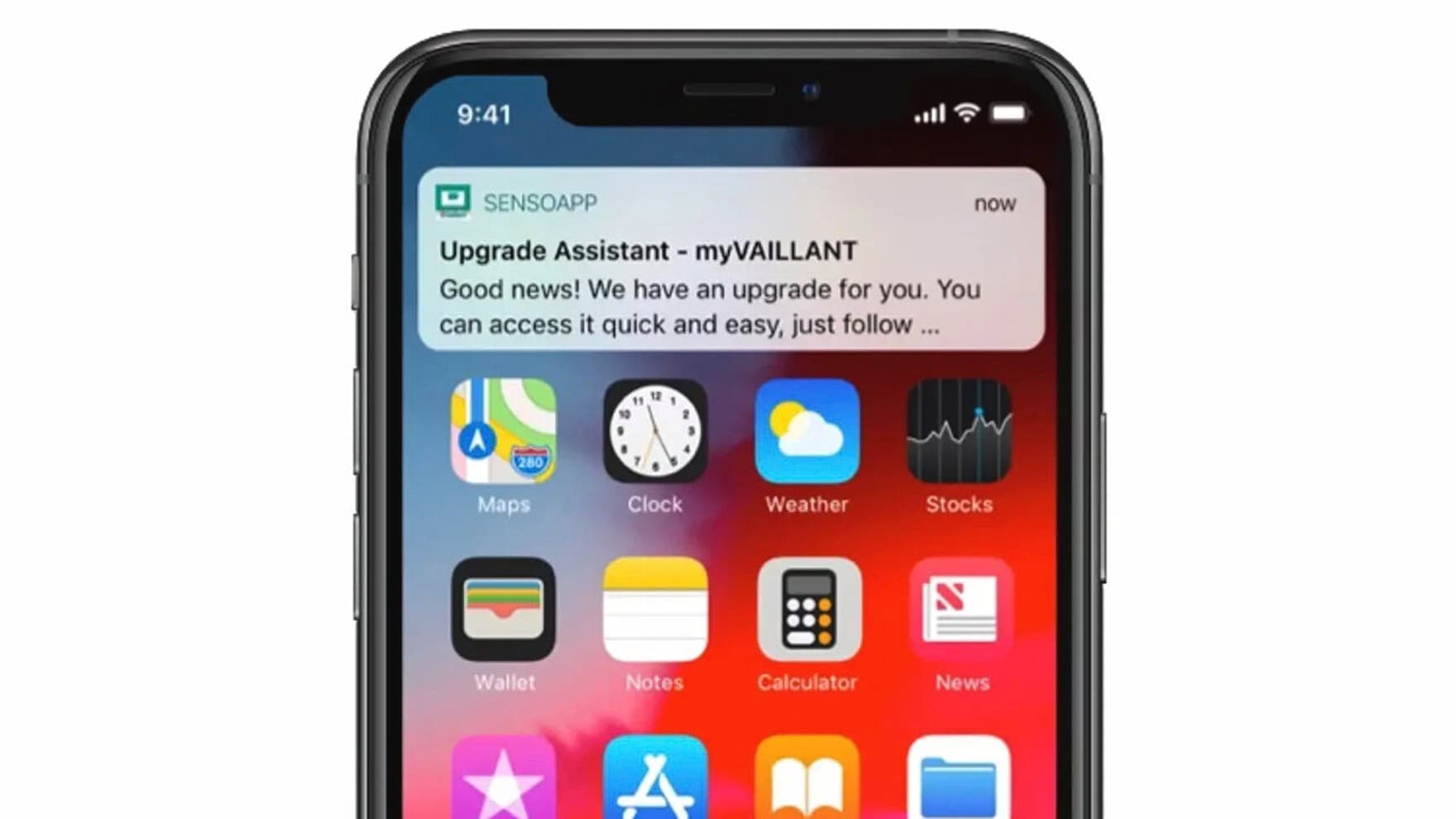Mobil viser at der er en updatering på appen