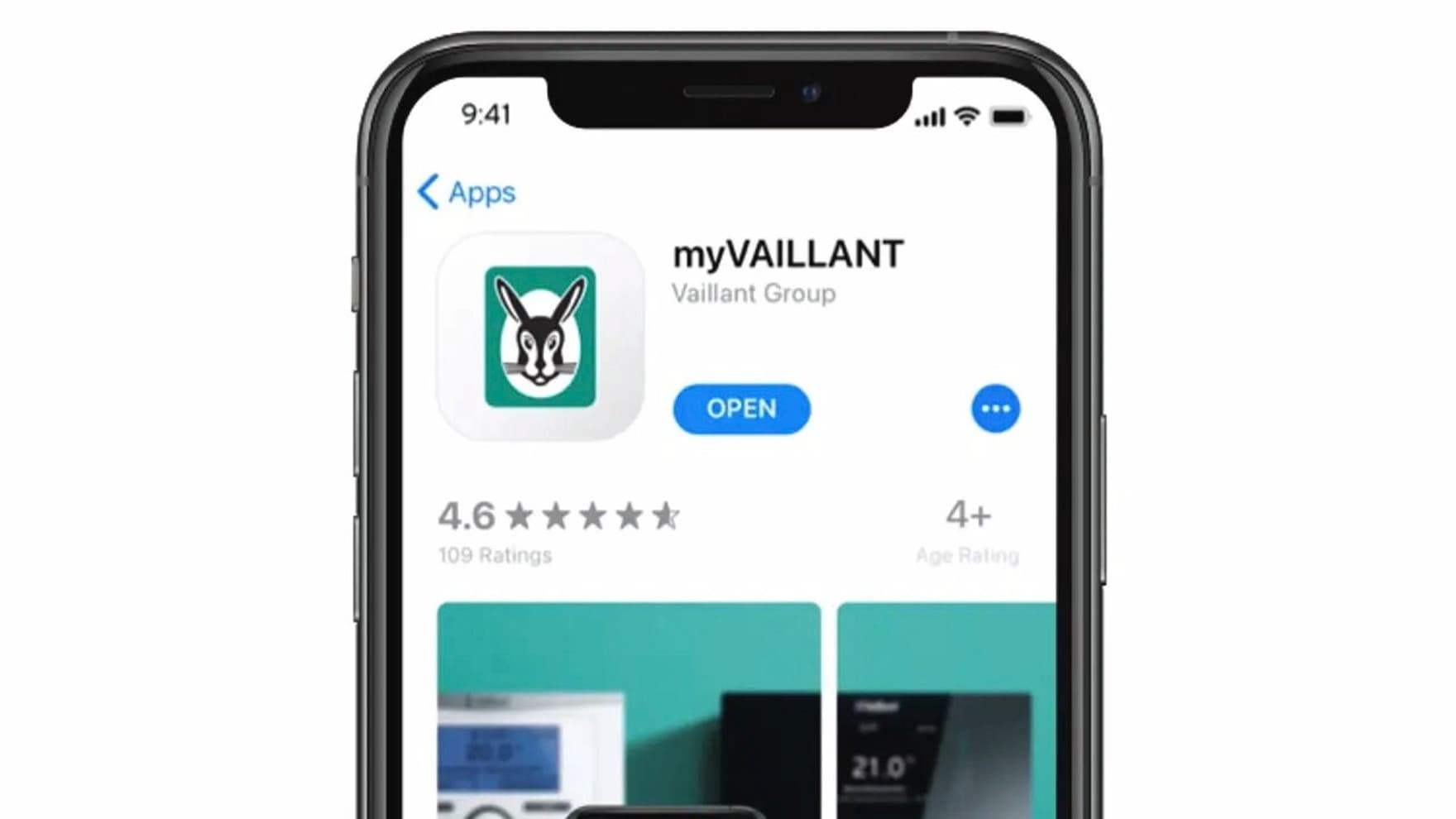Mobil viser hvordan det ser ud i app-butikken