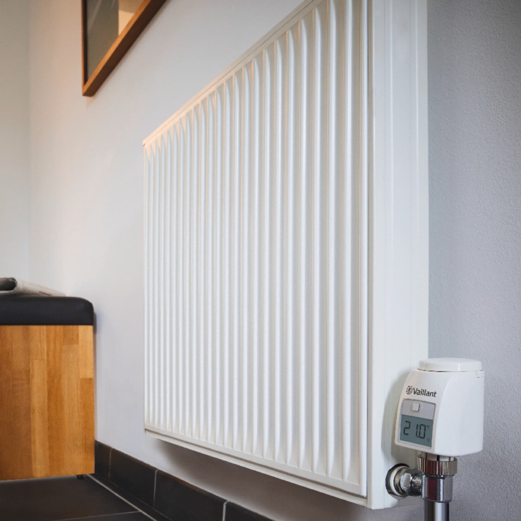Radiator på stuevæggen